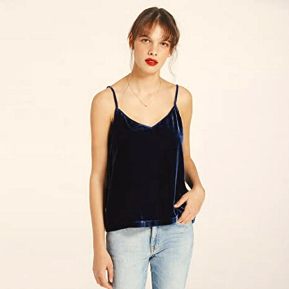Intermix Silk blend velvet camisole tank top blue size Small